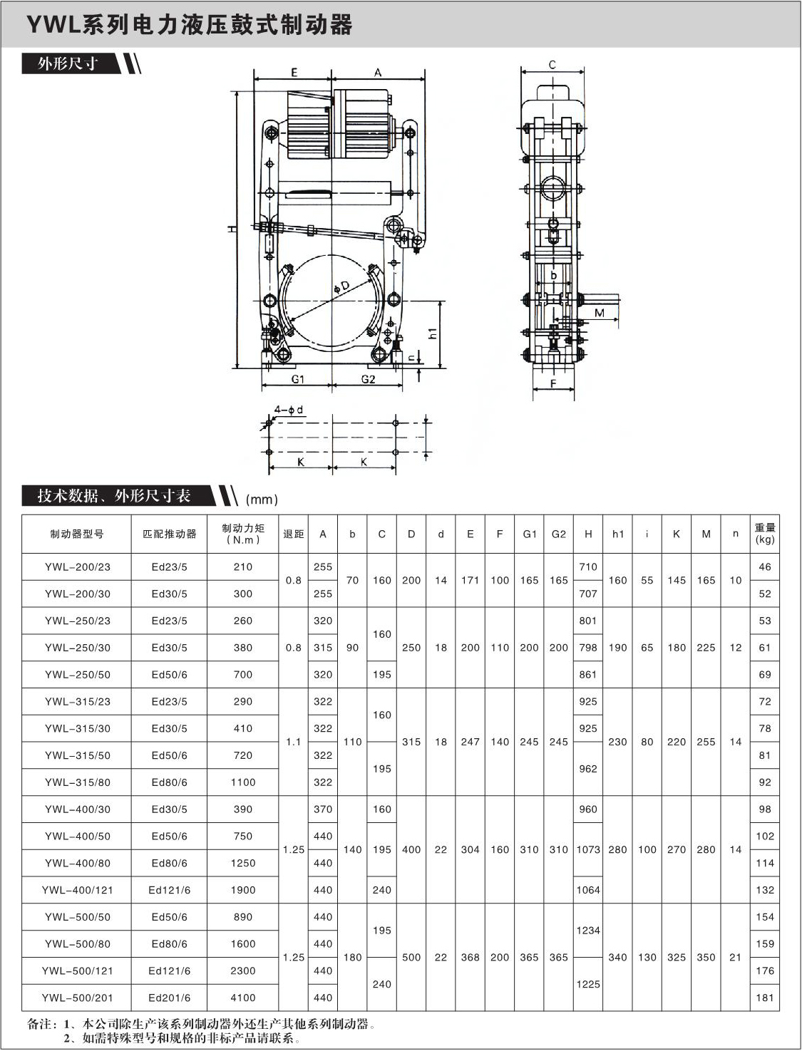 YWL系列电力液压鼓式制动器